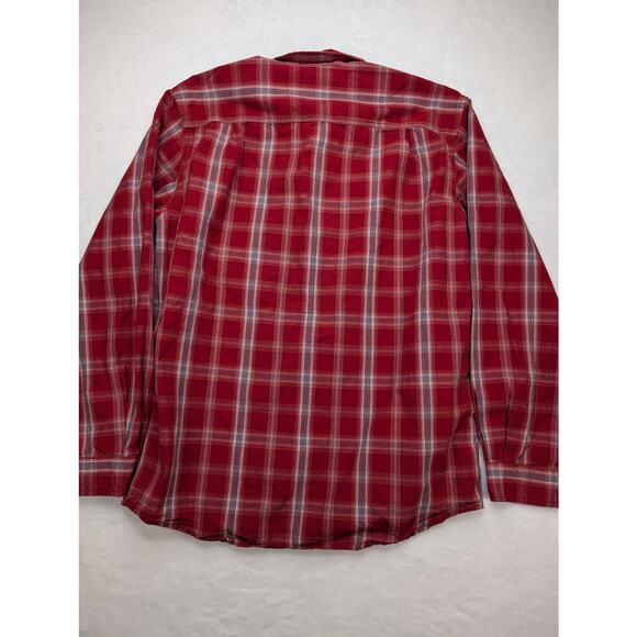 Carhartt Relaxed Fit Plaid Button Down Shirt Mens Medium Red Gray Work Outdoor - Picture 7 of 7